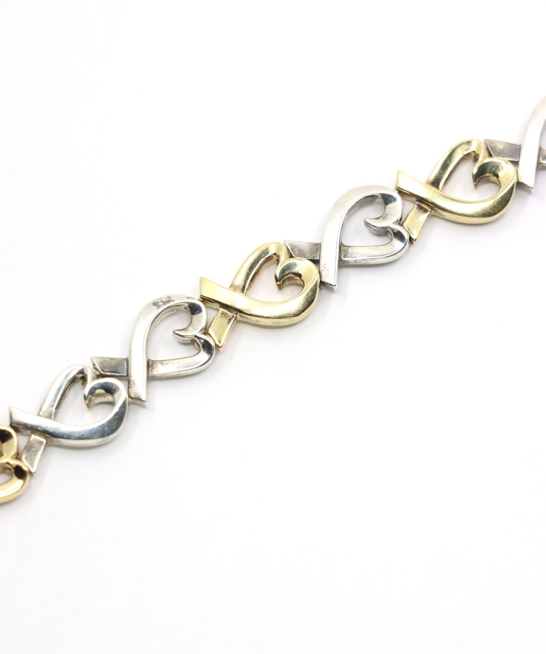 Tiffany & Co. Bracciale a cuore in oro 18 carati e sterlina in vendita 8