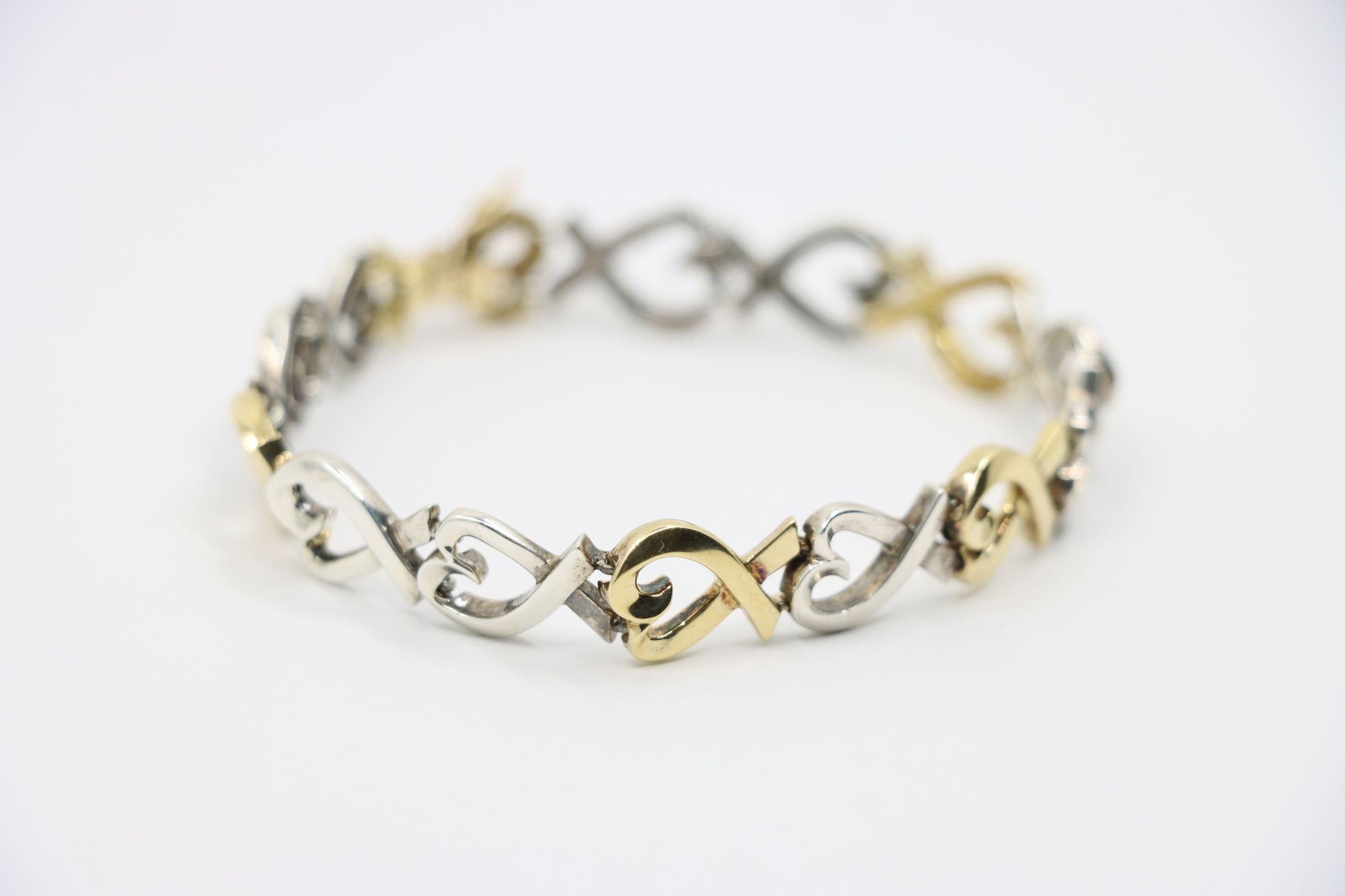 Donna Tiffany & Co. Bracciale a cuore in oro 18 carati e sterlina in vendita