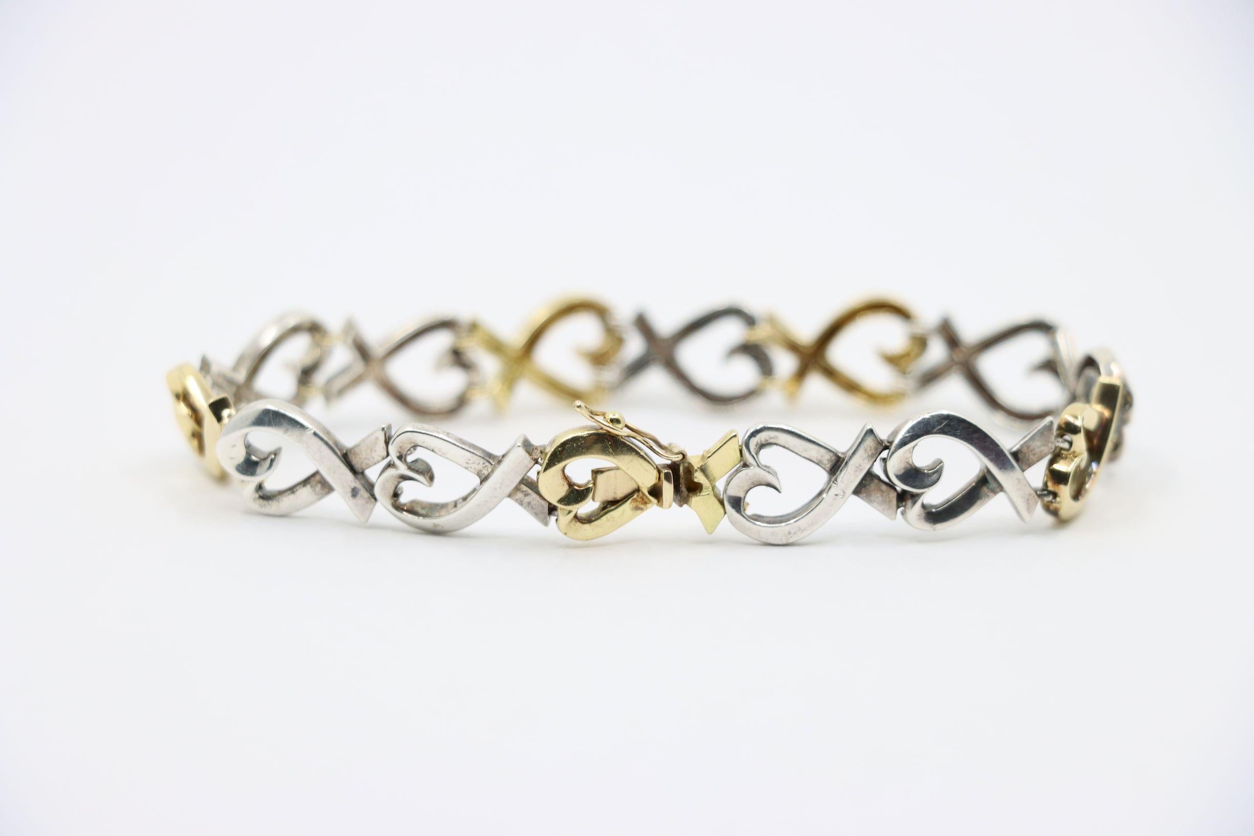 Tiffany & Co. Bracciale a cuore in oro 18 carati e sterlina in vendita 1