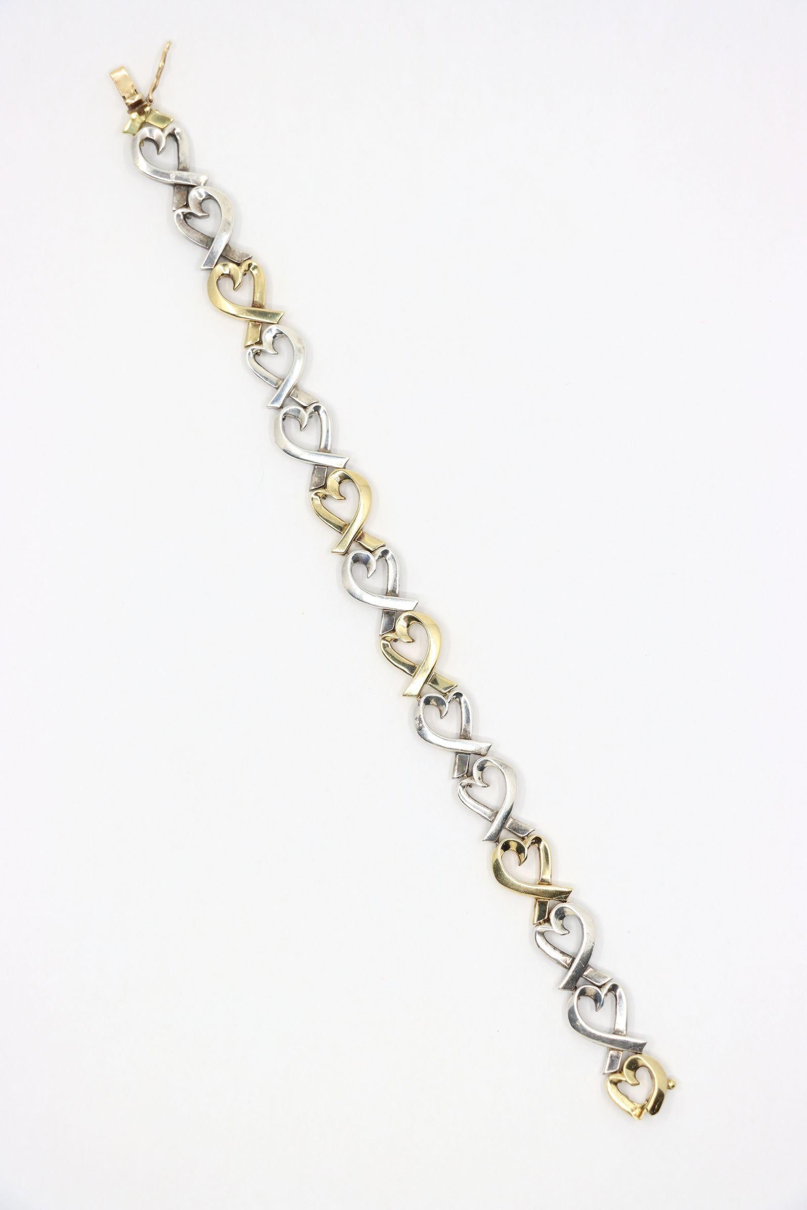Tiffany & Co. Bracciale a cuore in oro 18 carati e sterlina in vendita 2