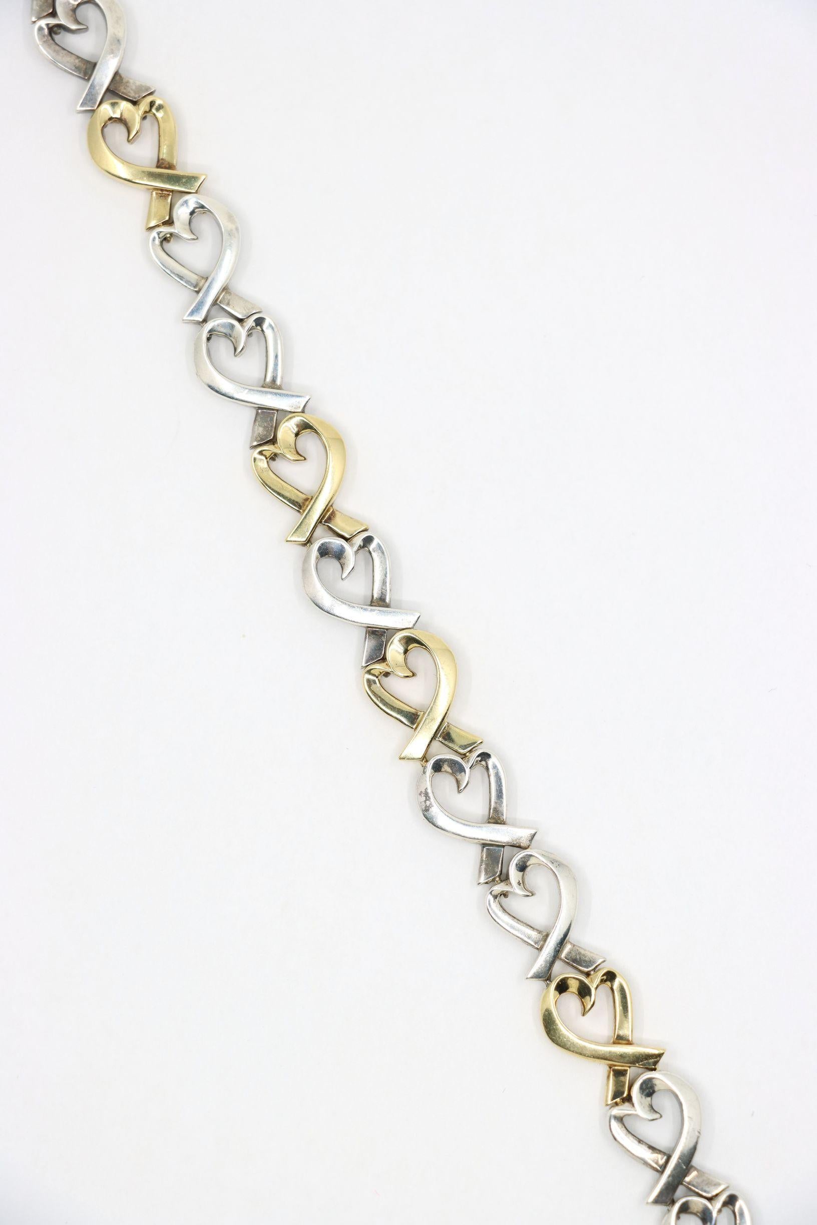 Tiffany & Co. Bracciale a cuore in oro 18 carati e sterlina in vendita 3