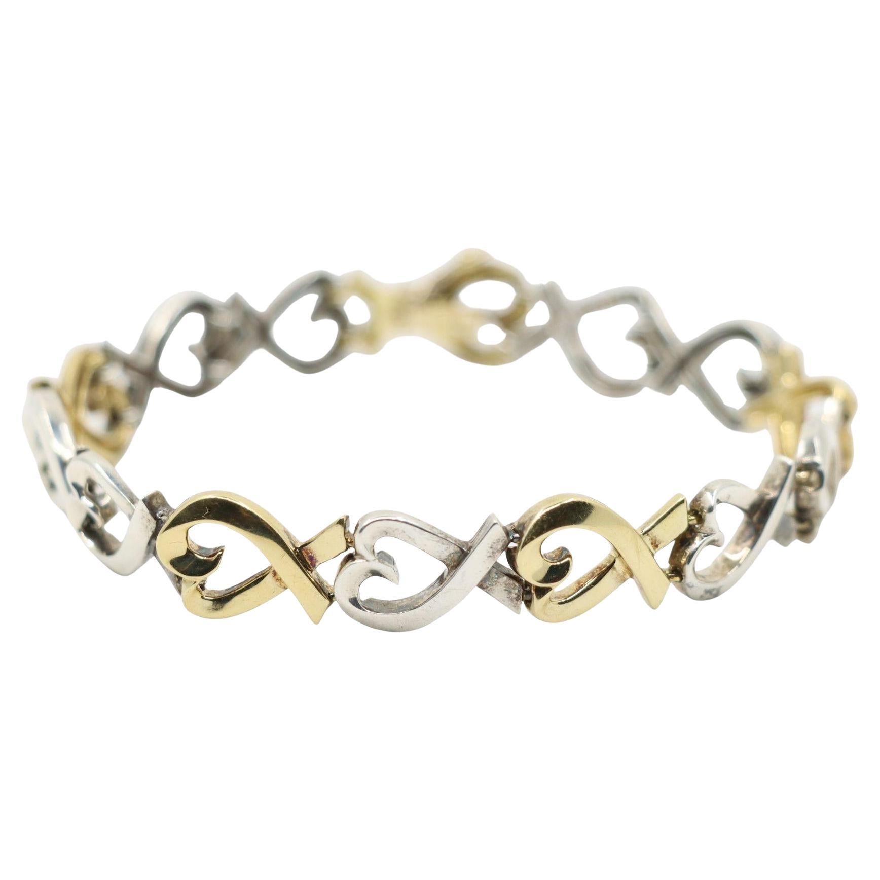 Tiffany & Co. Bracciale a cuore in oro 18 carati e sterlina