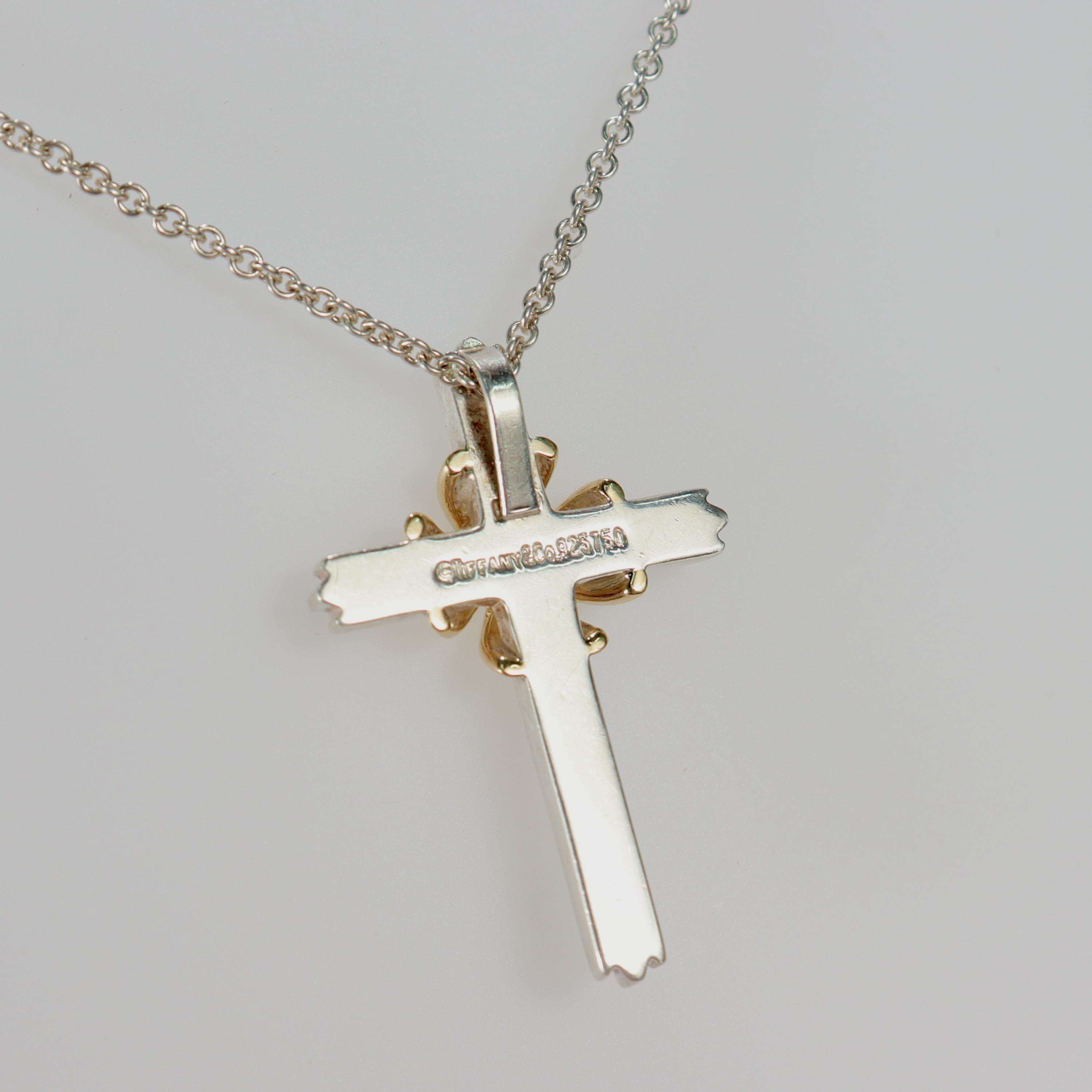 Tiffany & Co. 18K Gold & Sterling Silver Crucifix Cross Pendant & Necklace 3
