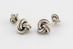 Tiffany & Co 18k Gold Sterling Silver Rope Knot Cufflinks