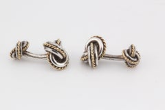 Tiffany & Co 18k Gold Sterling Silver Rope Knot Cufflinks
