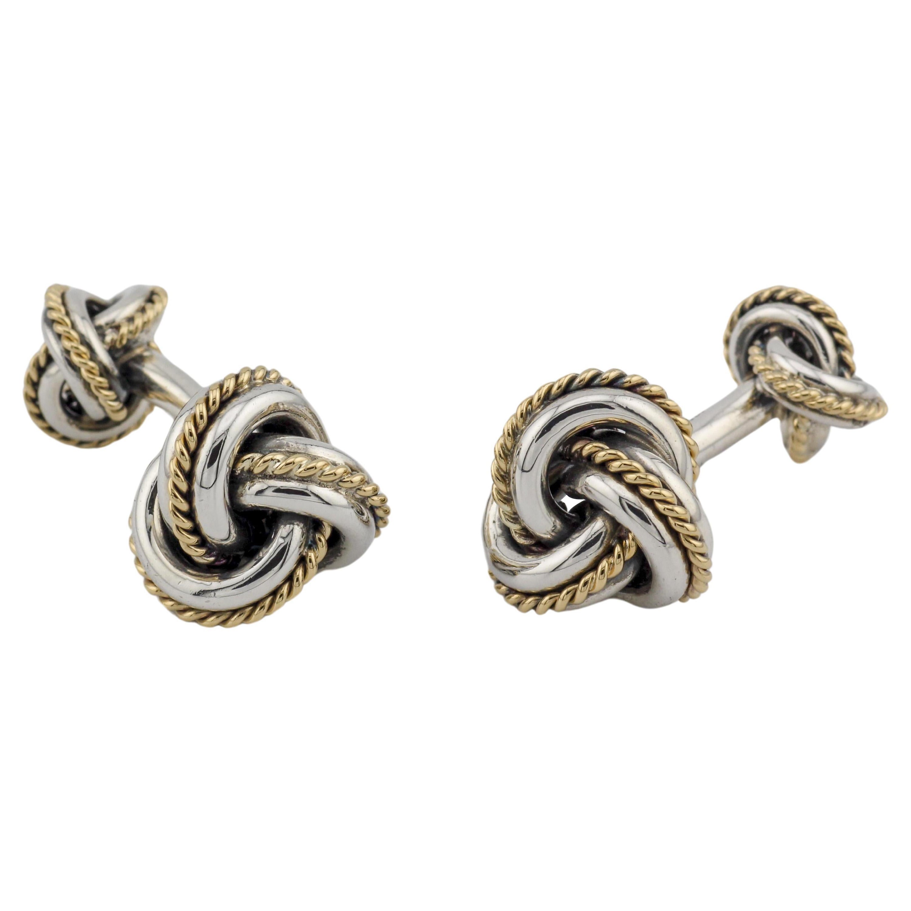 Tiffany 
Co 18k Gold Sterling Silver Rope Knot Cufflinks