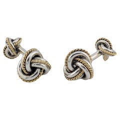 Tiffany & Co 18k Gold Sterling Silver Rope Knot Cufflinks