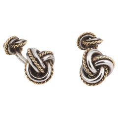 Tiffany & Co 18k Gold Sterling Silver Rope Knot Cufflinks