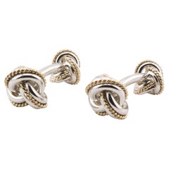 Tiffany & Co 18k Gold Sterling Silver Rope Knot Cufflinks