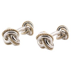 Tiffany 
Co 18k Gold Sterling Silver Rope Knot Cufflinks