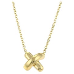 TIFFANY & Co. 18K Gold Stitch Cross Pendant Necklace
