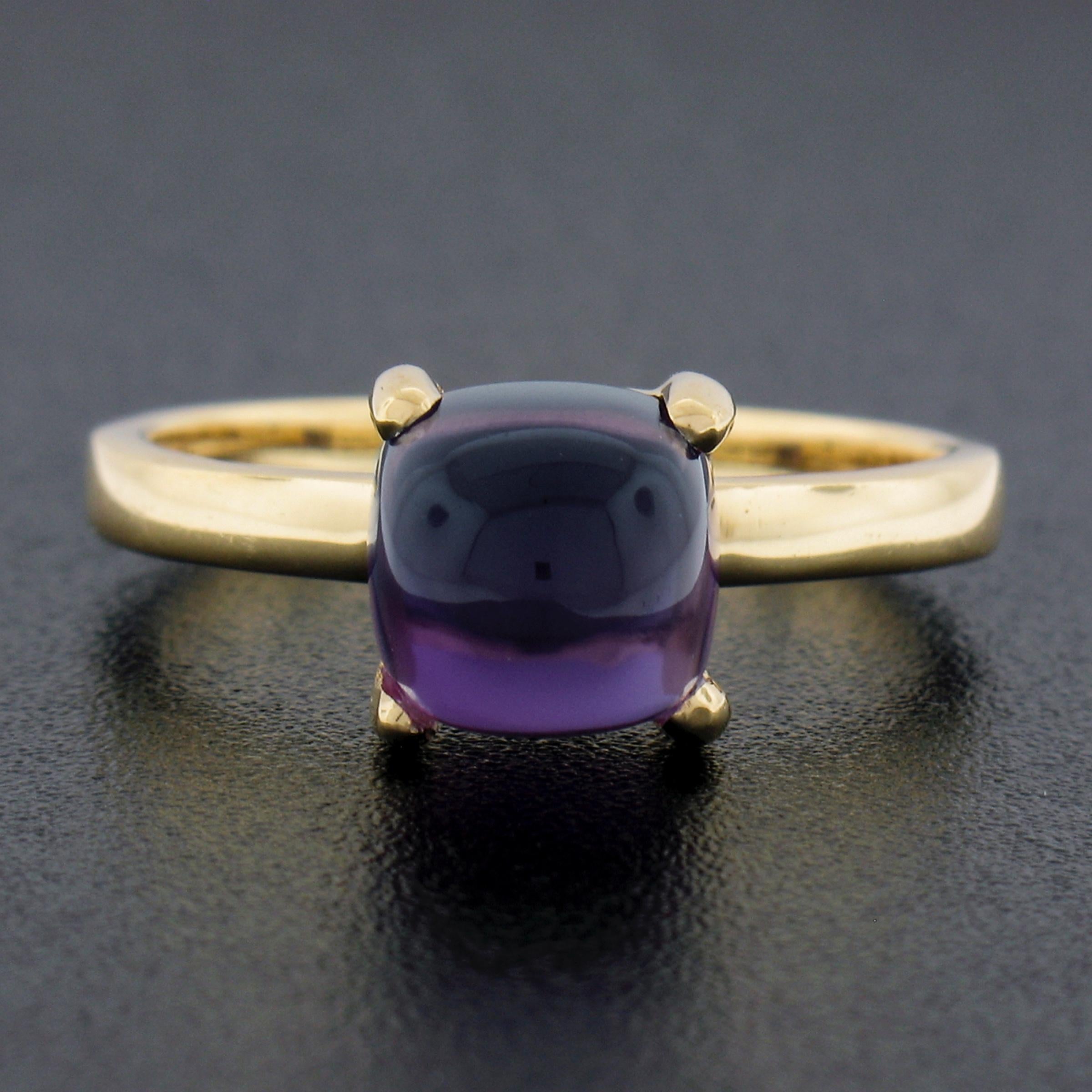 Tiffany & Co. 18k Gold Sugarloaf Cabochon Cut Amethyst Solitaire Cocktail Ring In Excellent Condition In Montclair, NJ