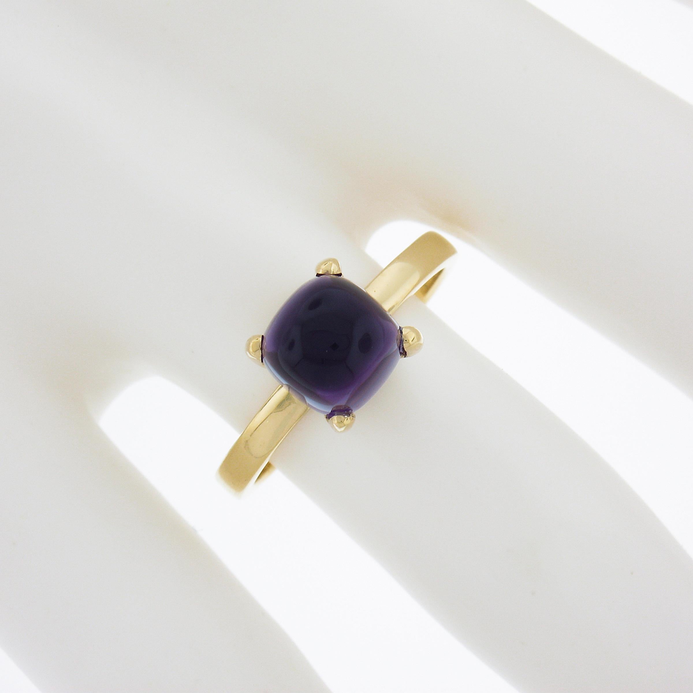 Women's Tiffany & Co. 18k Gold Sugarloaf Cabochon Cut Amethyst Solitaire Cocktail Ring