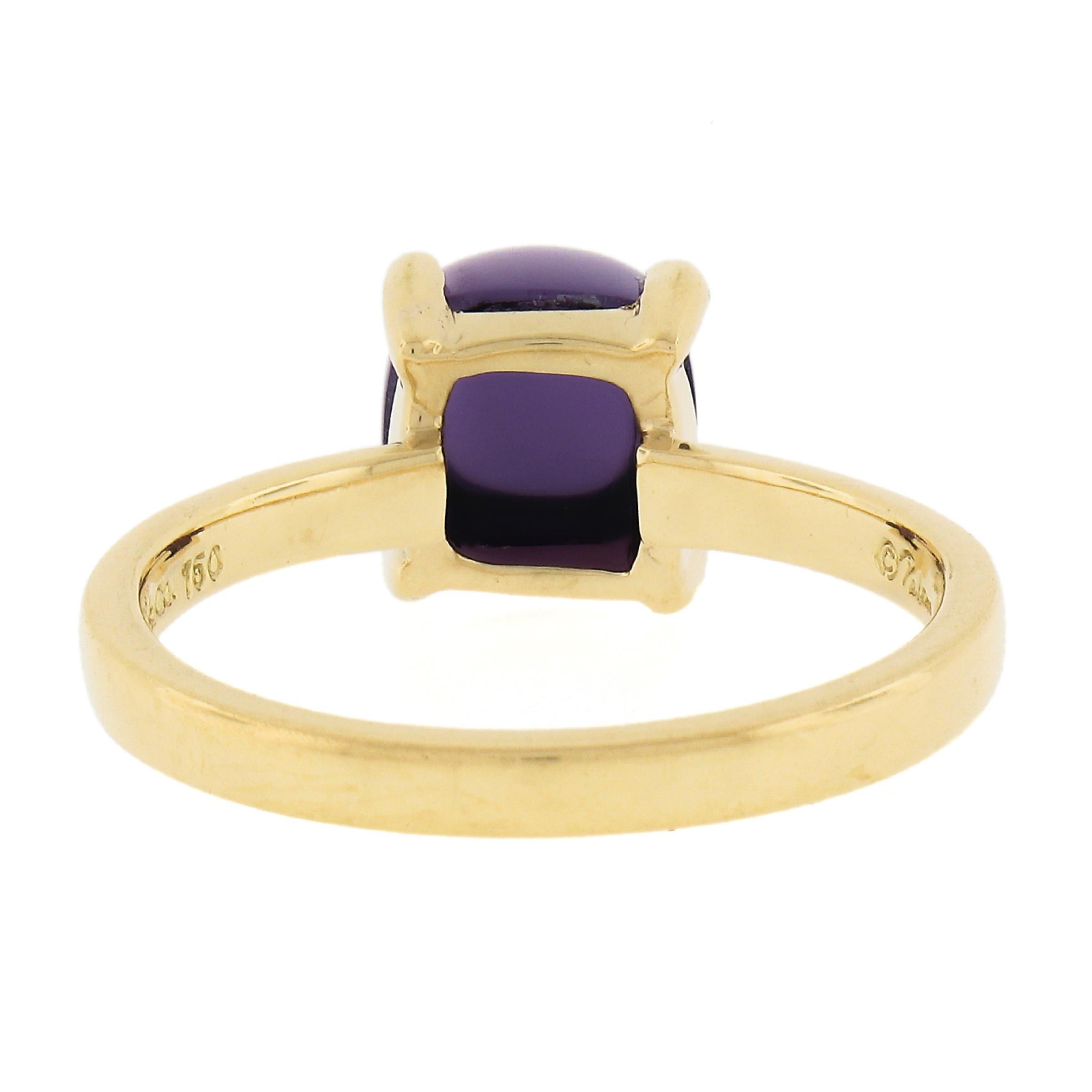 Tiffany & Co. 18k Gold Sugarloaf Cabochon Cut Amethyst Solitaire Cocktail Ring 2