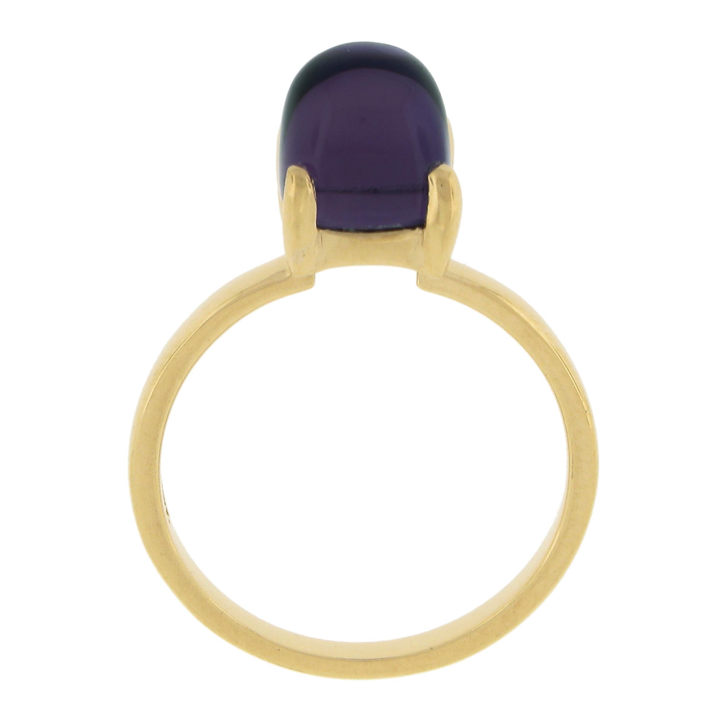 Tiffany & Co. 18k Gold Sugarloaf Cabochon Cut Amethyst Solitaire Cocktail Ring 3