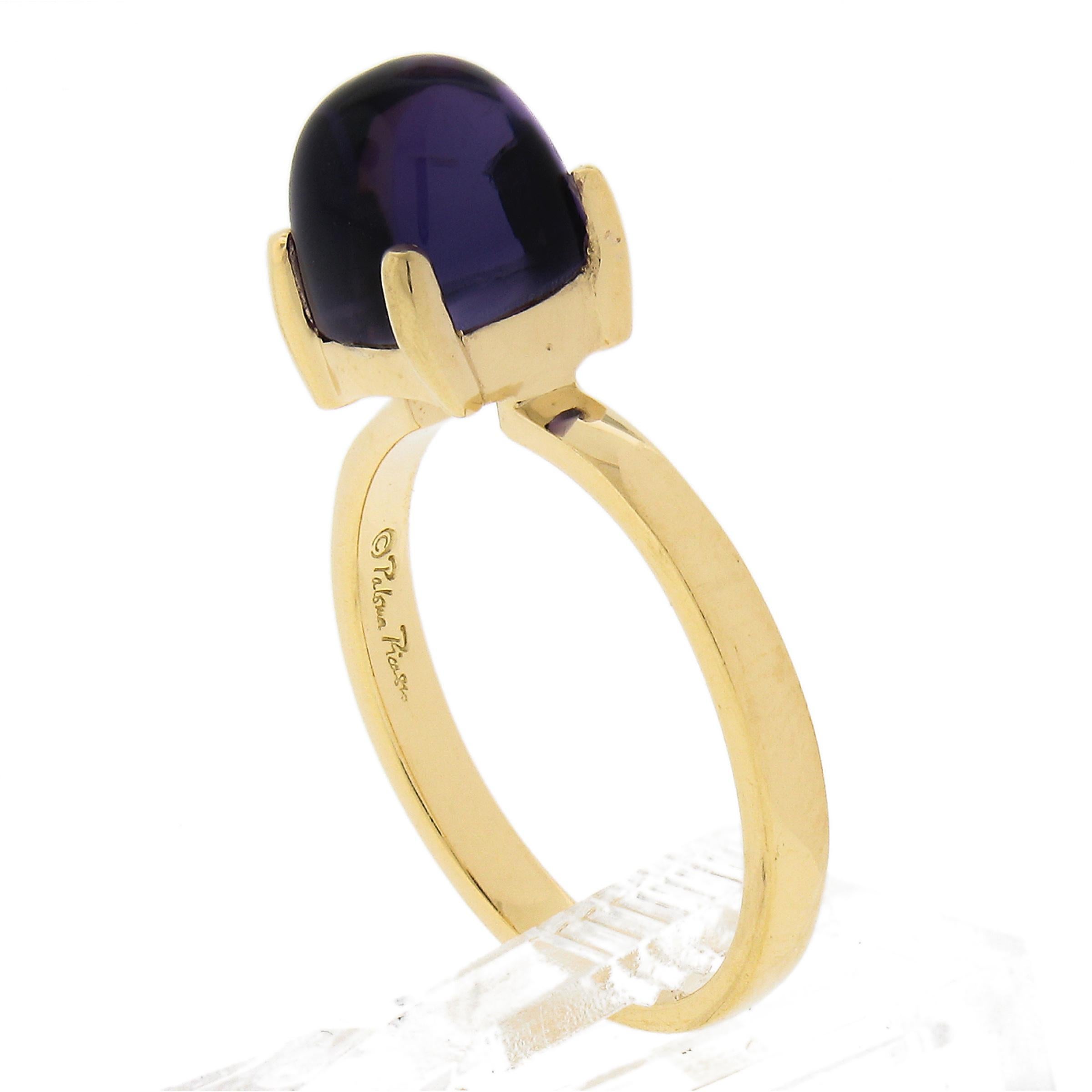 Tiffany & Co. 18k Gold Sugarloaf Cabochon Cut Amethyst Solitaire Cocktail Ring 4