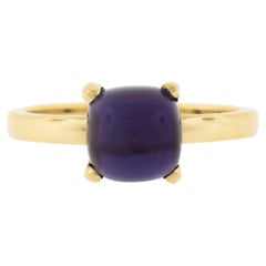 Tiffany & Co. 18k Gold Sugarloaf Cabochon Cut Amethyst Solitaire Cocktail Ring