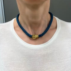 Tiffany & Co. 18k Gold Tulip Clasp Braided Cord Necklace