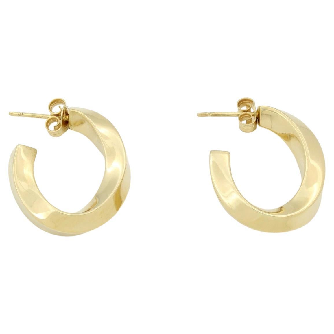 TIFFANY 
Co. 18K Gold Twist Hoop Earrings in vendita