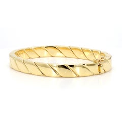 Tiffany & Co. 18K Gold Twisted Rope Flat Hinged Bangle Bracelet