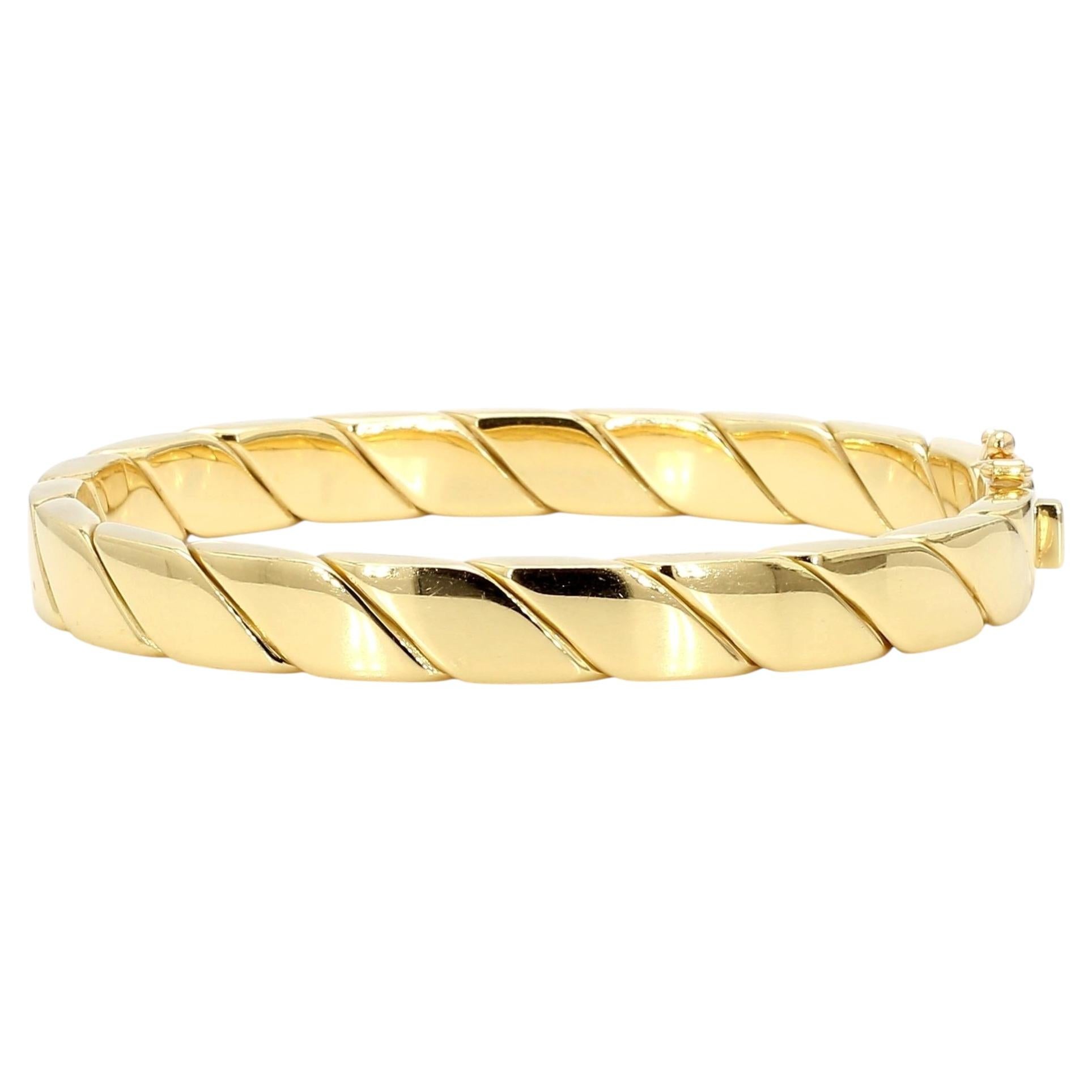 Tiffany & Co. 18K Gold Twisted Rope Flat Hinged Bangle Bracelet