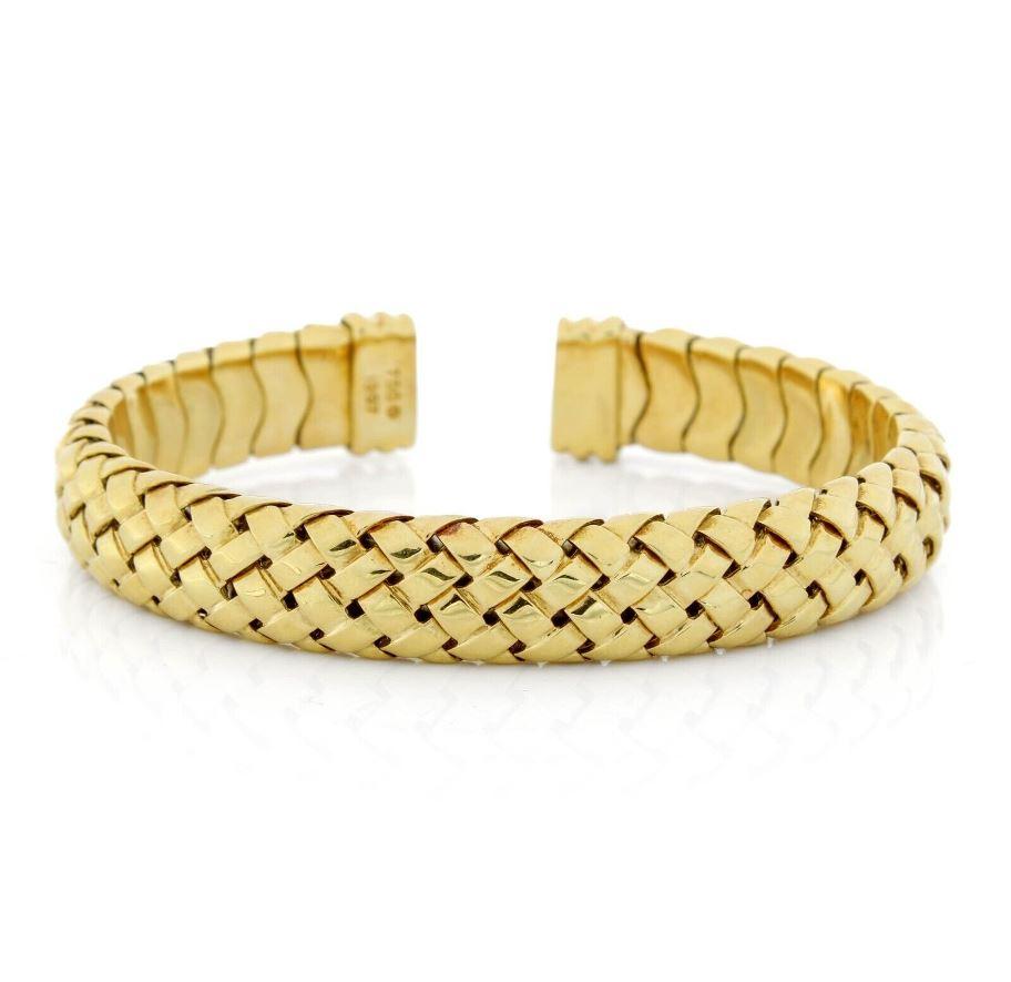 TIFFANY & Co. 18K Gold Vannerie Cuff Bangle Bracelet 

Metal: 18K yellow gold 
Weight: 41.50 grams
Size: 52mm(2.05