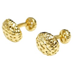 TIFFANY & Co. 18K Gold Vannerie Cuff Links Cufflinks