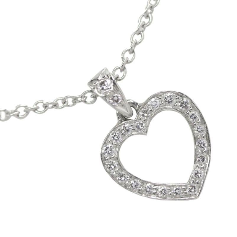 Round Cut TIFFANY & Co. Platinum Diamond Heart Pendant Necklace 