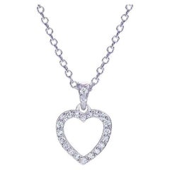 TIFFANY & Co. Platinum Diamond Heart Pendant Necklace 