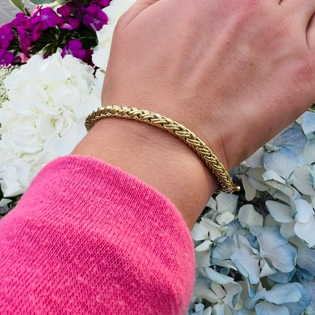Tiffany & Co. Bracelet en chaîne de blé tissé en or 18k Excellent état à San Francisco, CA