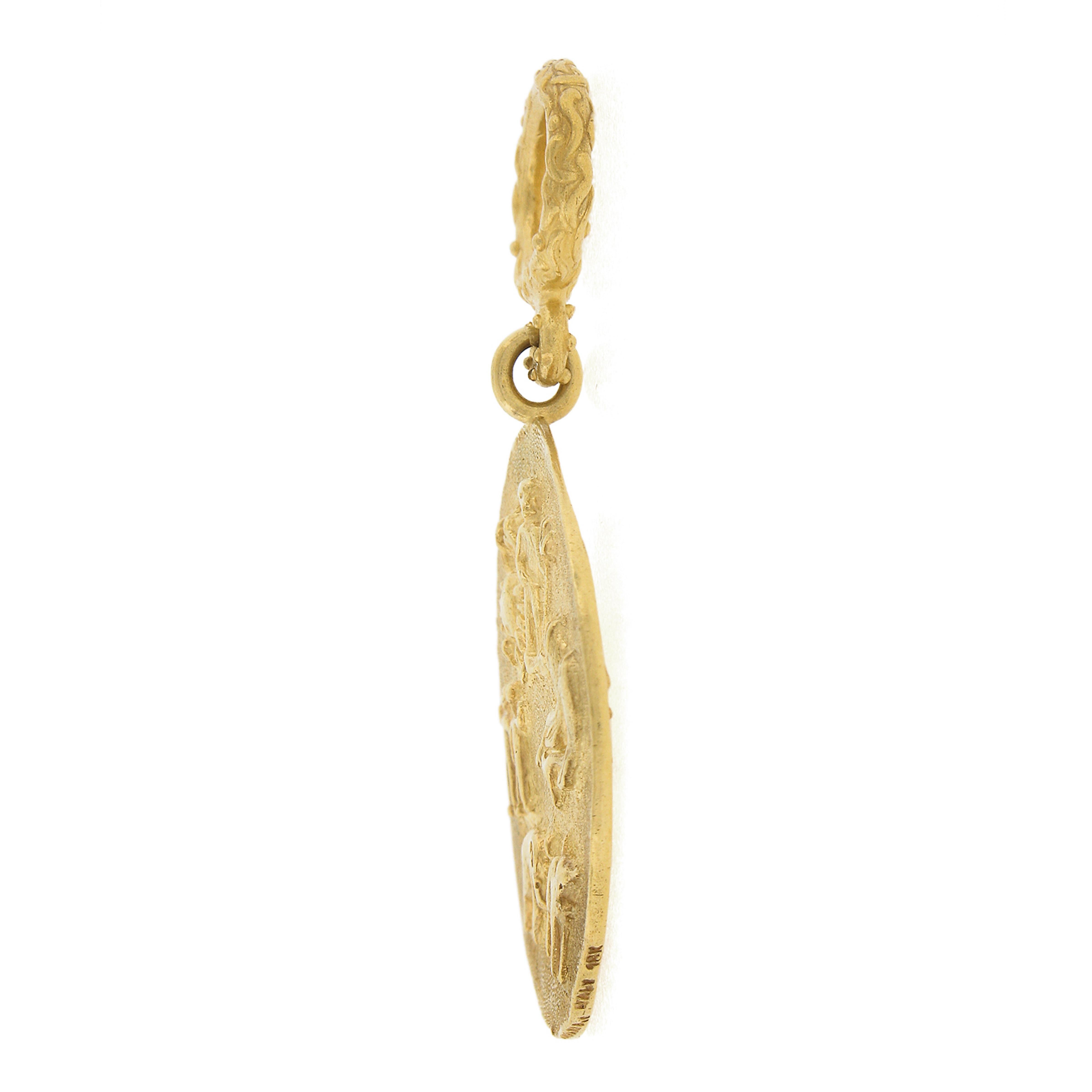 Women's or Men's Tiffany & Co. 18K Gold Zodiac Reversible Medallion Enhancer Cord Charm Pendant