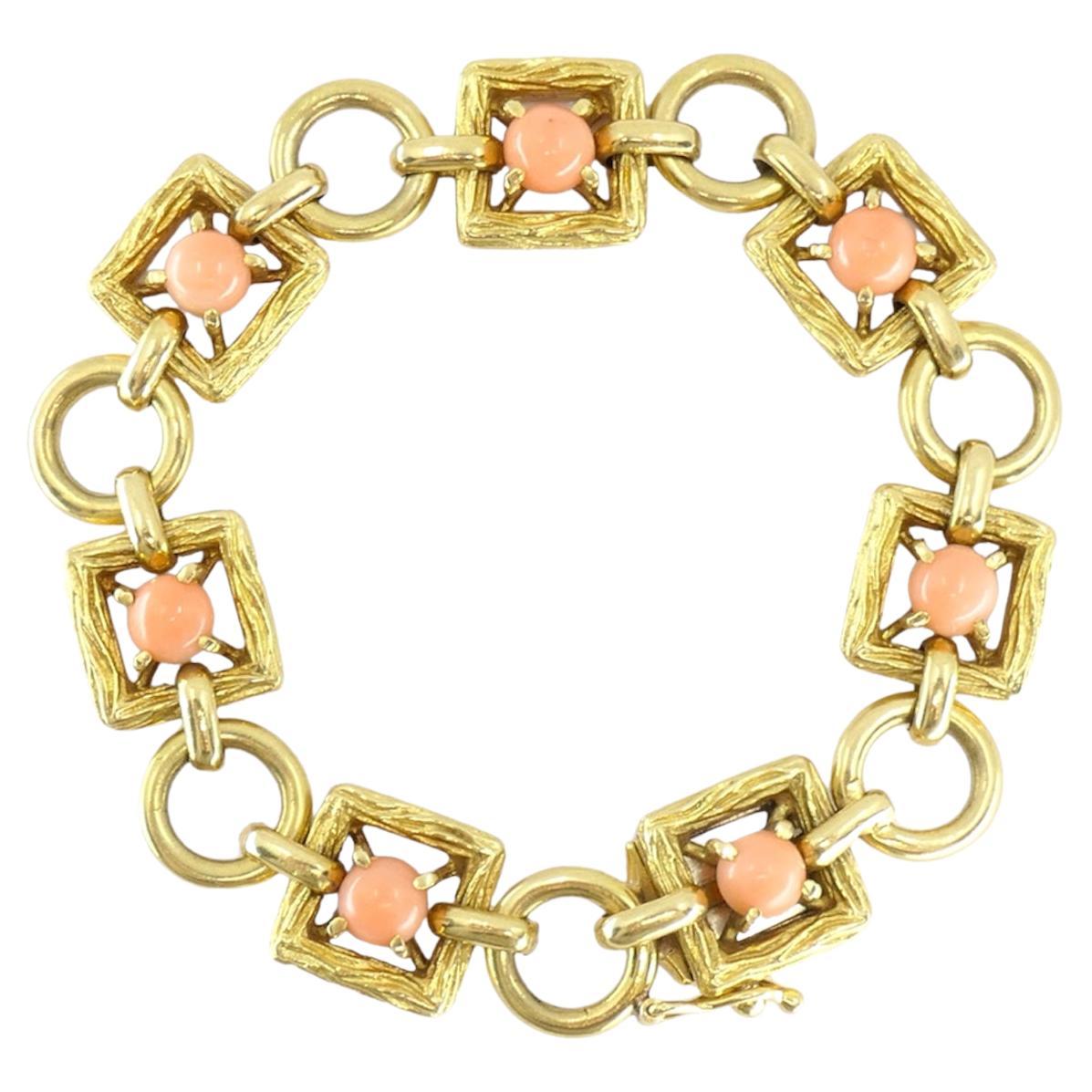Tiffany & Co. 18k Hammered Gold Coral Link Bracelet  For Sale