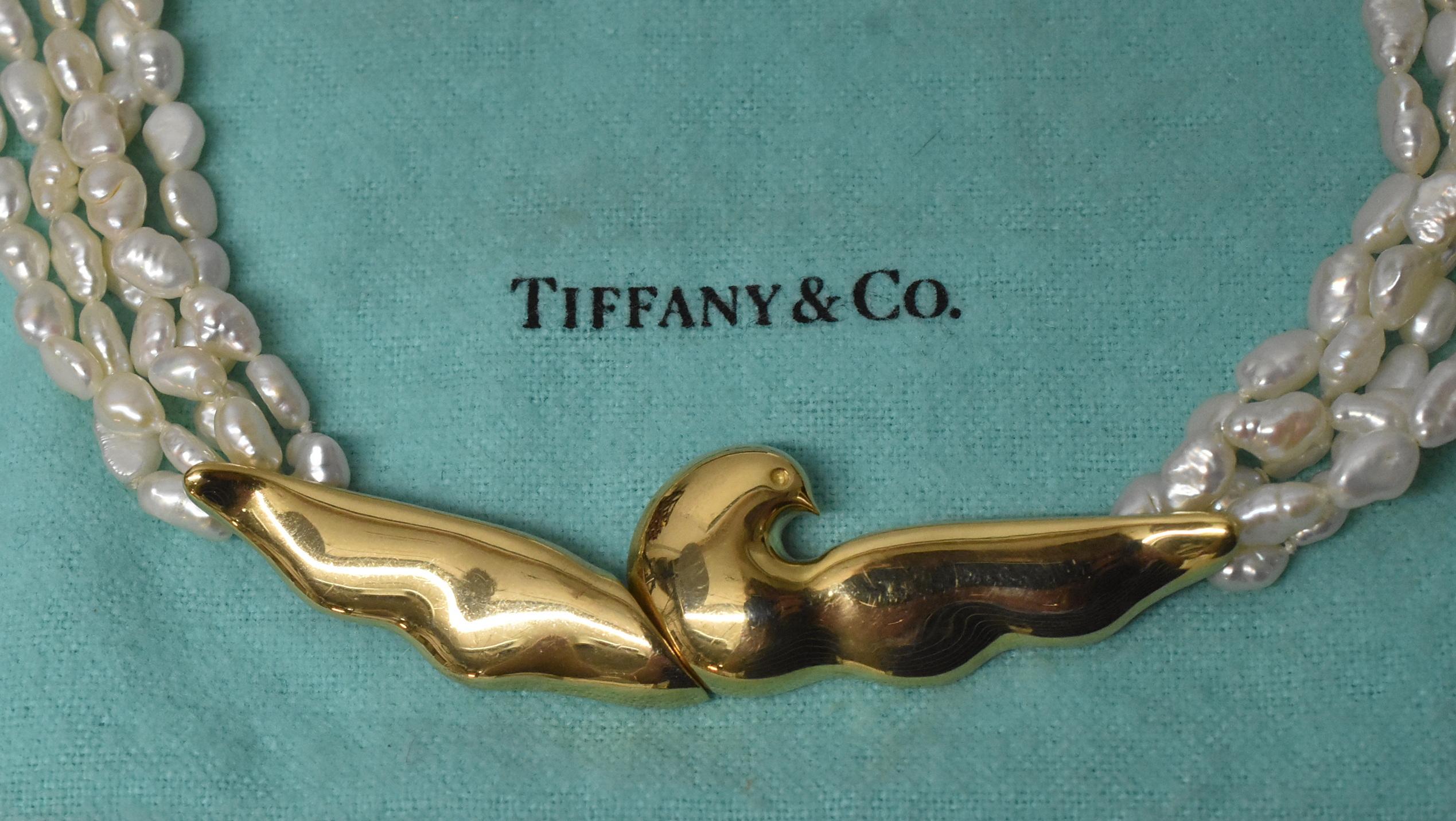 Tiffany & Co. 18K Multi-Strand Freshwater Pearl Necklace, Paloma Picasso In Good Condition In Toledo, OH
