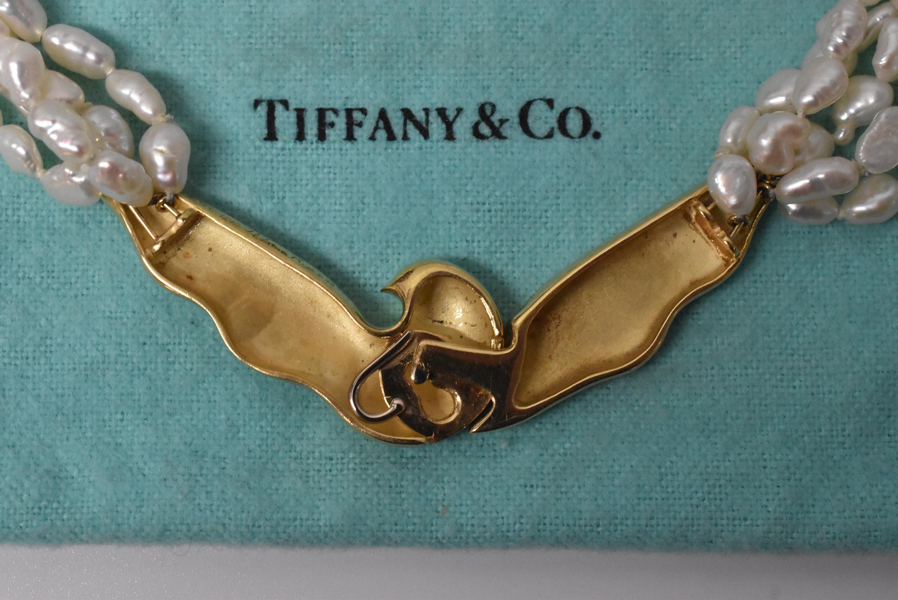 20th Century Tiffany & Co. 18K Multi-Strand Freshwater Pearl Necklace, Paloma Picasso For Sale