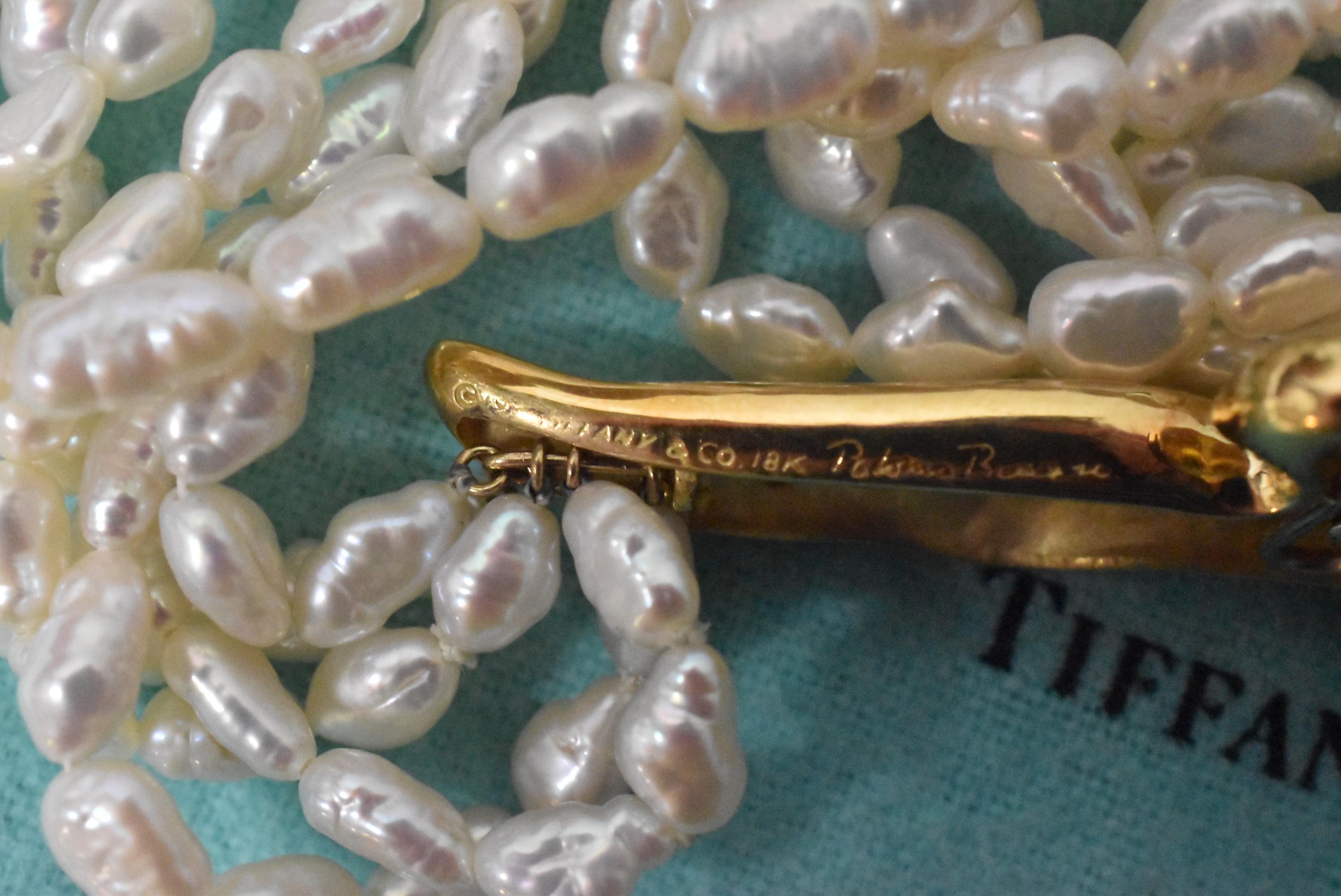 Gold Tiffany & Co. 18K Multi-Strand Freshwater Pearl Necklace, Paloma Picasso