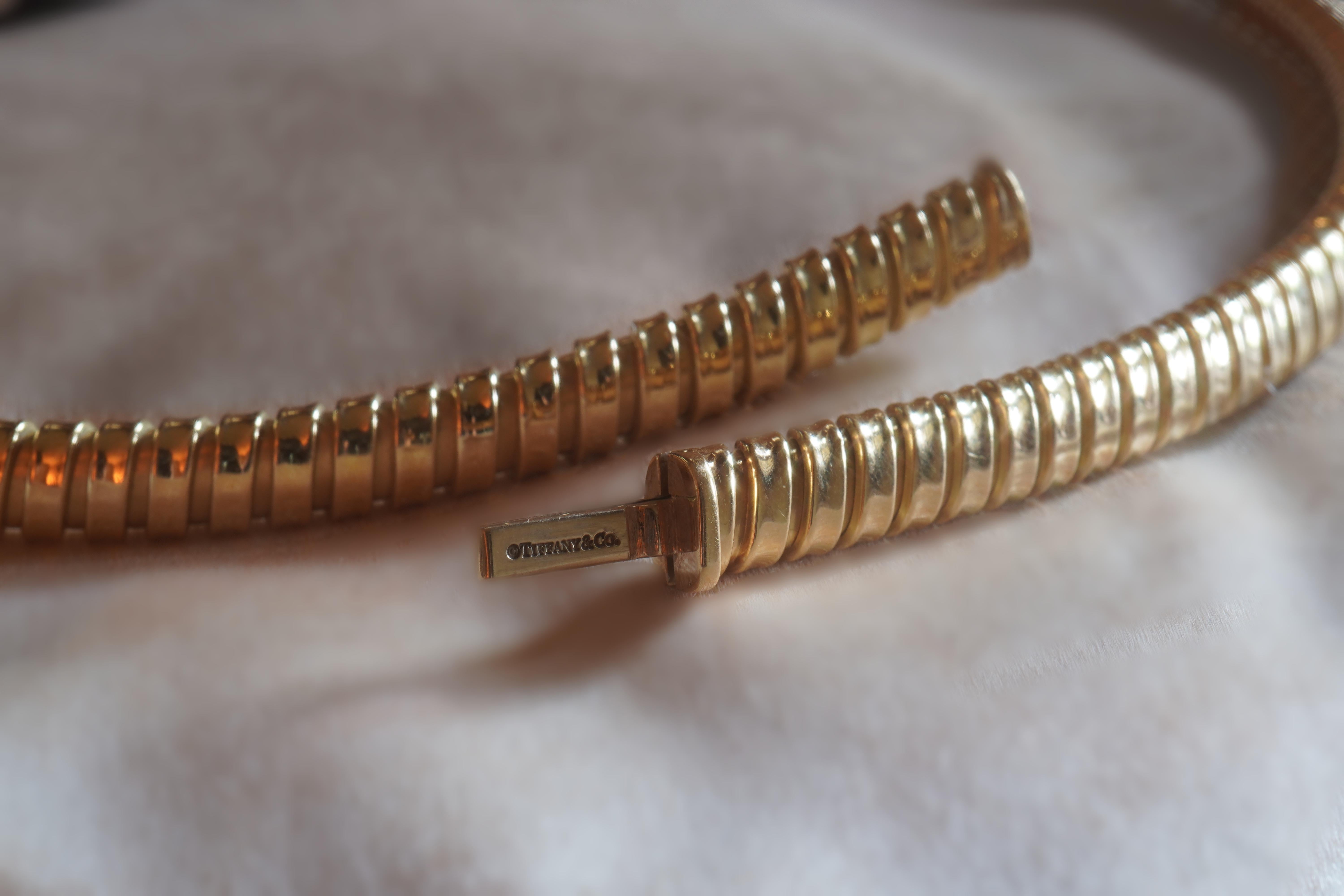 Tiffany & Co 18K Necklace Vintage Solid Gold Choker Omega Chain Fine Authentic en vente 2