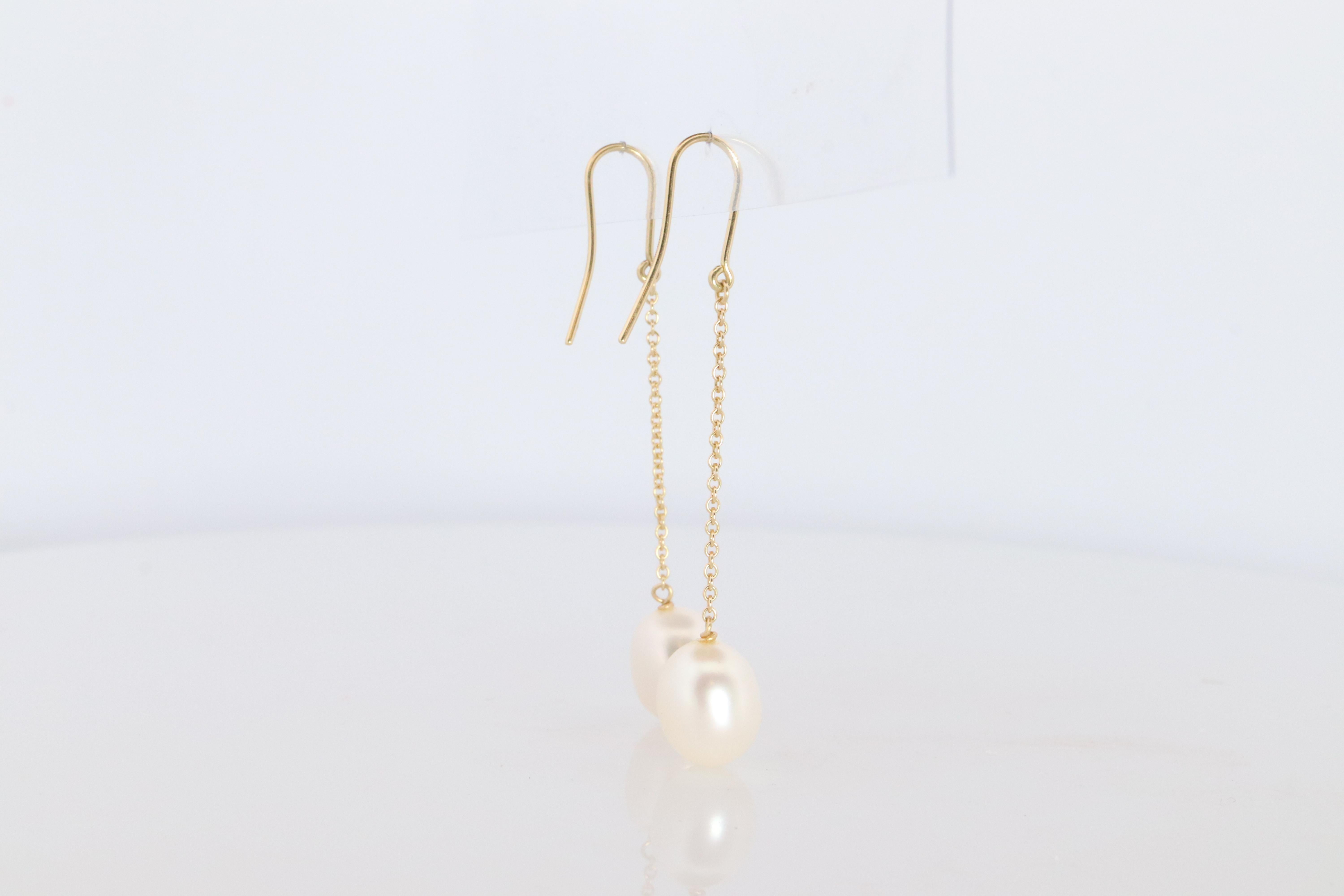 Pendientes Tiffany & Co 18k Perla por metros. Pendientes de gota Tiffany Elsa Peretti. en Bueno estado para la venta en Port Charlotte, FL