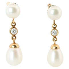 Tiffany & Co 18k Pearl Diamond Earrings. Diamond by the yard Drop Earrings.