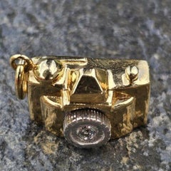 Tiffany & Co. 18k Pendant Charm Camera Diamond White Yellow Gold Vintage Rare