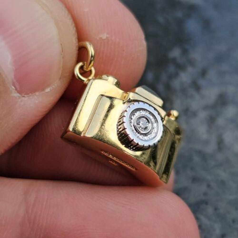 Tiffany & Co. 18k Pendant Charm Camera Diamond White Yellow Gold Vintage Rare For Sale 1