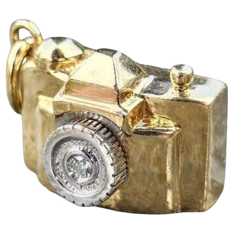 Tiffany & Co. 18 Karat Anhänger Charm Kamera Diamant Weiß-Weiß-Gelbgold Vintage Selten
