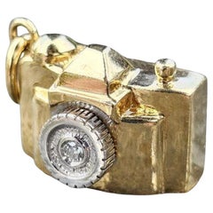 Tiffany & Co. 18 Karat Anhänger Charm Kamera Diamant Weiß-Weiß-Gelbgold Vintage Selten