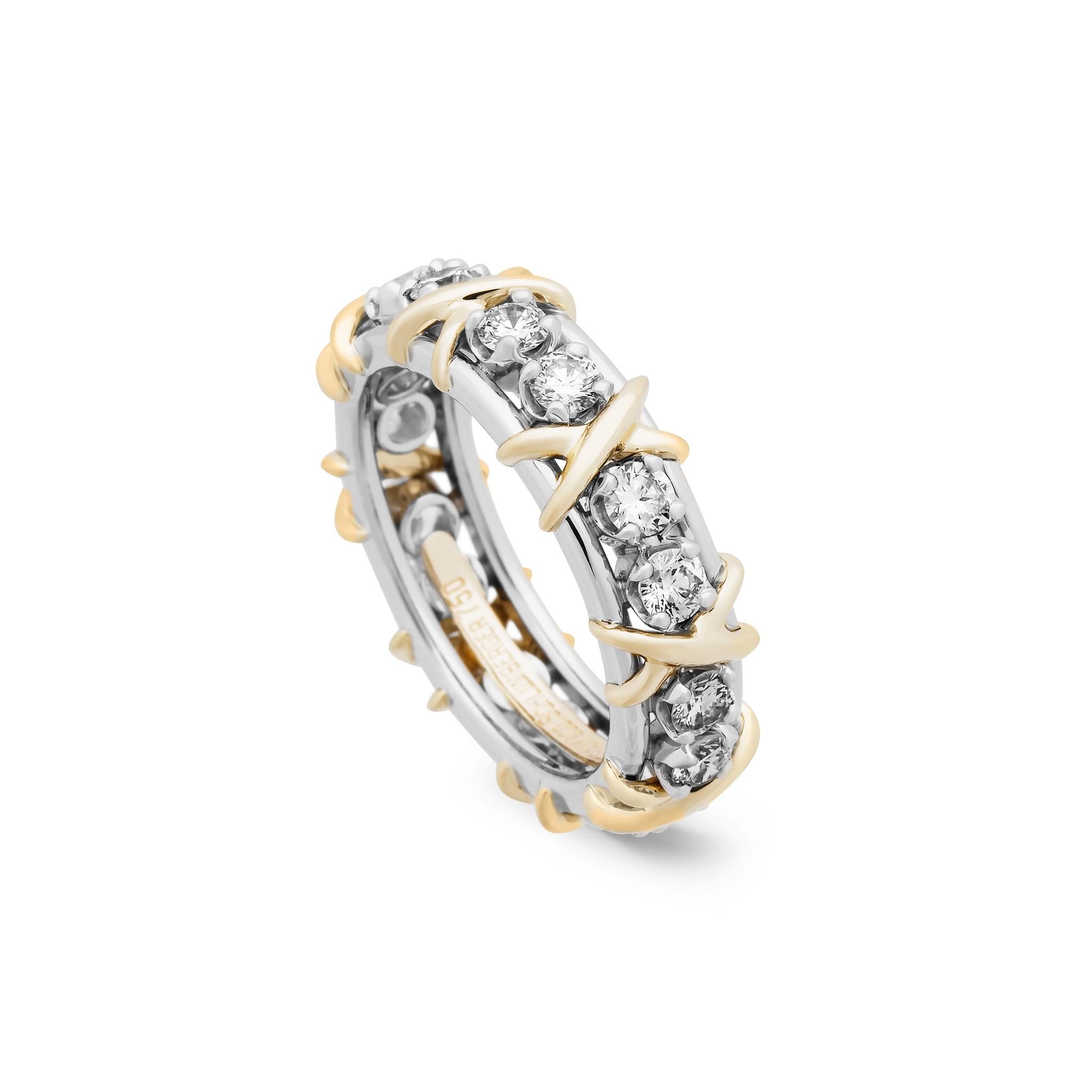 Women's Tiffany & Co. 18 Karat Platinum and Gold Diamond Schlumberger Eternity Ring