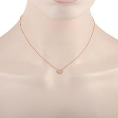 Tiffany & Co. 18k Rose Gold 0.17 Ct Three Diamond Heart Pendant Necklace