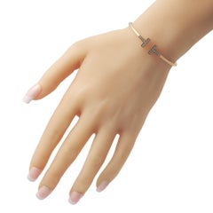 Tiffany & Co. 18K Rose Gold 0.22 ct Diamond T Bracelet