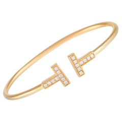 Tiffany & Co. 18k Rose Gold 0.24 Carat Diamond T Bracelet