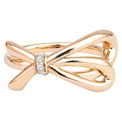 Tiffany & Co. 18K Rose Gold .05ctw Diamond Bow Ring