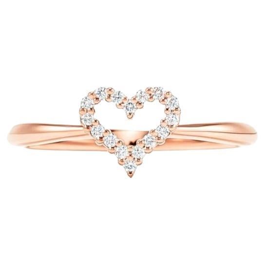 TIFFANY & Co. 18K Rose Gold .06ct Diamond Heart Ring 6 For Sale