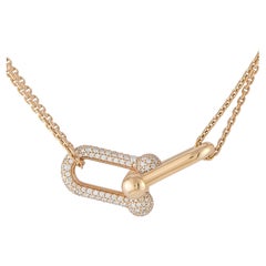 Tiffany & Co. Halskette mit großem Anhänger aus 18-karätigem Roségold und einem 0,74-Karat-Diamanten mit Doppelgliedern