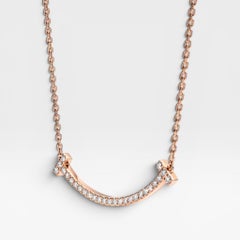 Tiffany & Co. 18K Rose Gold 14.0" Smile Pendant with Diamonds.